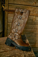 Load image into Gallery viewer, Alix Knee High Buckle Combat Boots- Brown
