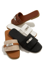 Load image into Gallery viewer, All Colors Available In Slip On Sandals with Silver-Tone Hardware - Natural, Black, White and Tan
