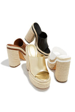 Load image into Gallery viewer, All Colors Available in Platform Espadrille Mules - Tan, Black, Gold and White
