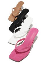 Load image into Gallery viewer, All Colors Available In Slip On Thong Strap Heels - Nude, Pink, White and Black

