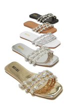 Load image into Gallery viewer, Luxury Trips Embellished Slip On Sandals - White
