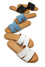 Load image into Gallery viewer, All Colors Available - Black, Denim, White in Slip On Sandals
