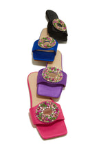 Load image into Gallery viewer, All Colors Available in Open Toe Embellished Flats - Black, Blue, Purple and Pink
