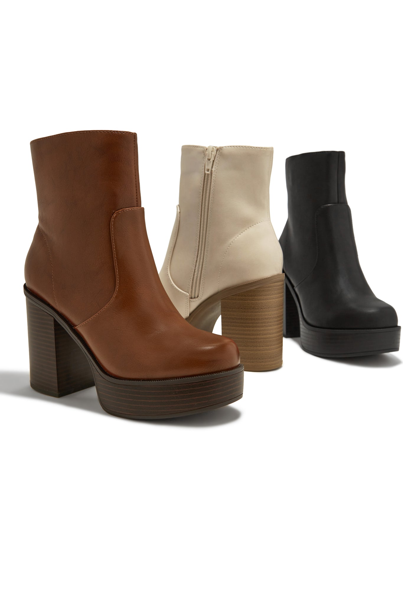 Miss Lola Marianna Bone Block Heel Ankle Boots MISS LOLA