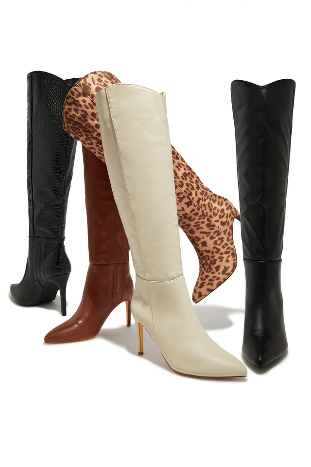 Load image into Gallery viewer, Portia Knee High Heel Boots - Bone

