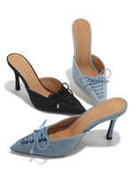 Load image into Gallery viewer, Nyla Pointed Toe Mule Heels - Light Denim
