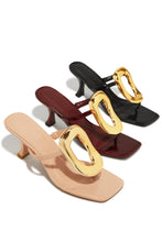 Load image into Gallery viewer, Aelin Thong Strap Mid Heel Mules - Black
