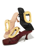 Load image into Gallery viewer, Aelin Thong Strap Mid Heel Mules - Black
