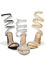 Load image into Gallery viewer, All Colors Available for Rhinestone Heels with Around The Ankle Coil Strap
