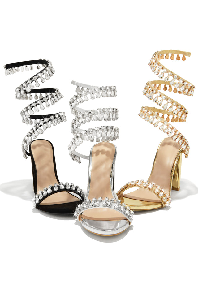 Load image into Gallery viewer, All Colors Available for Rhinestone Heels with Around The Ankle Coil Strap
