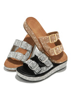 Load image into Gallery viewer, Maldives Island Embellished Platform Slip On Sandals - Rose Gold
