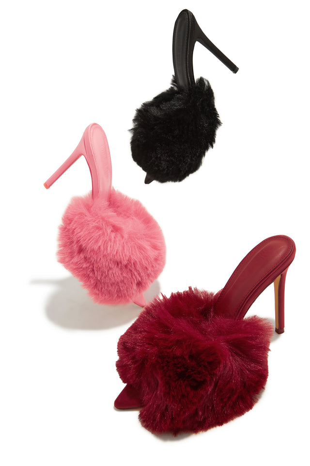 Load image into Gallery viewer, Cherie Faux Fur High Heel Mules - Pink
