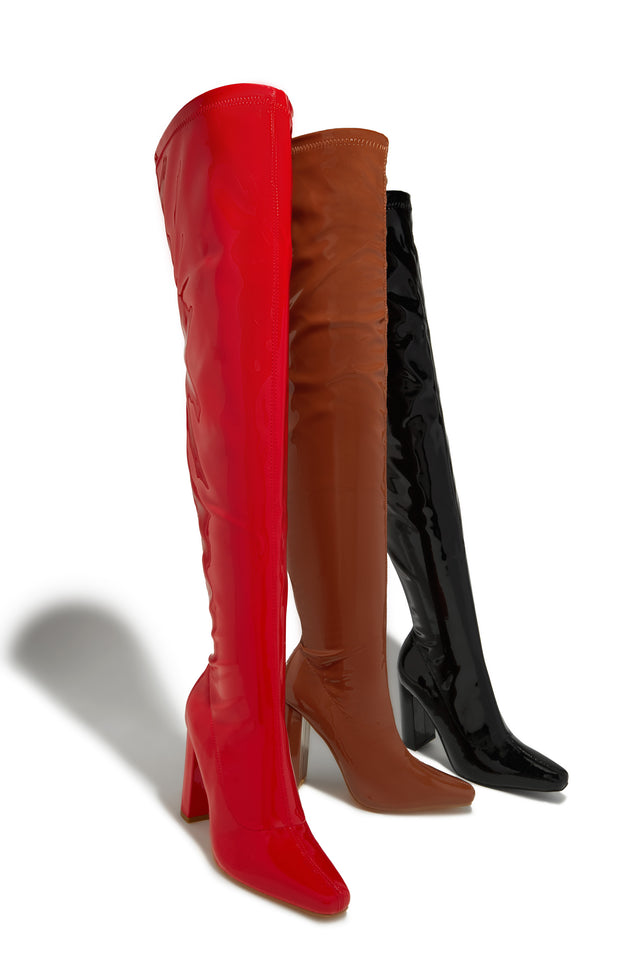 Load image into Gallery viewer, Ericka Block Heel Over The Knee Boots - Tan
