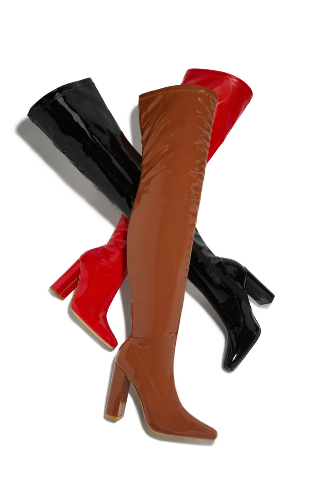 Load image into Gallery viewer, Ericka Block Heel Over The Knee Boots - Tan
