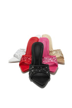 Load image into Gallery viewer, Kari Embellished High Heel Mules - Red
