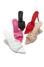 Load image into Gallery viewer, Kari Embellished High Heel Mules - Red
