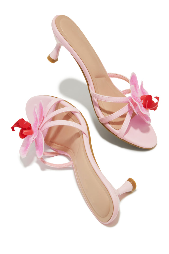 Load image into Gallery viewer, Alyssa Rosette Mid Heel Mules - Pink
