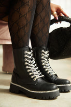 Load image into Gallery viewer, Anesia Embellished Combat Boots - Black
