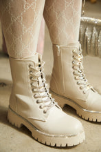 Load image into Gallery viewer, Anesia Embellished Combat Boots - Bone
