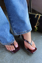 Load image into Gallery viewer, Angelie Mid Heel Mules - Brown PAT
