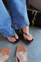 Load image into Gallery viewer, Angelie Mid Heel Mules - Brown PAT

