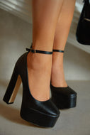 Annabelle Platform Block Heels - Black