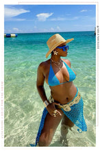 Load image into Gallery viewer, Agua De Coco Three Piece Crochet Bikini Set - Aqua
