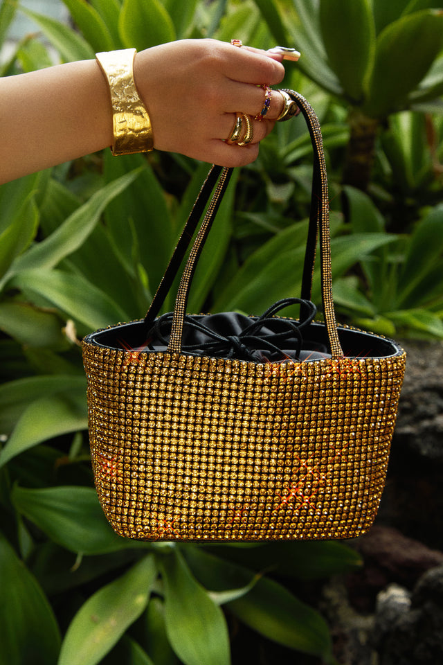 Load image into Gallery viewer, Aryzia Embellished Top Handle Bag - Gold
