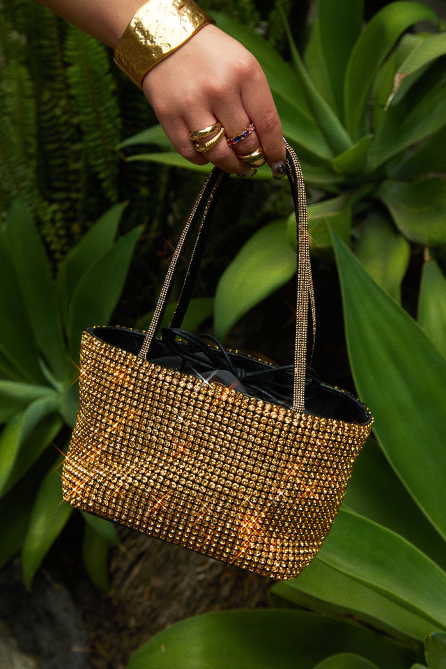 Load image into Gallery viewer, Aryzia Embellished Top Handle Bag - Gold
