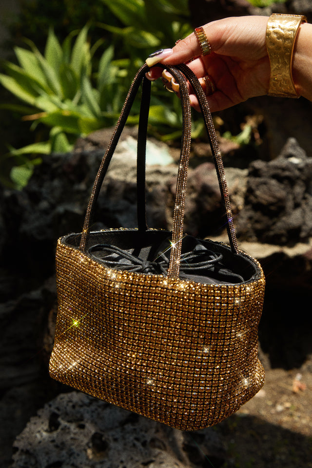 Load image into Gallery viewer, Aryzia Embellished Top Handle Bag - Gold
