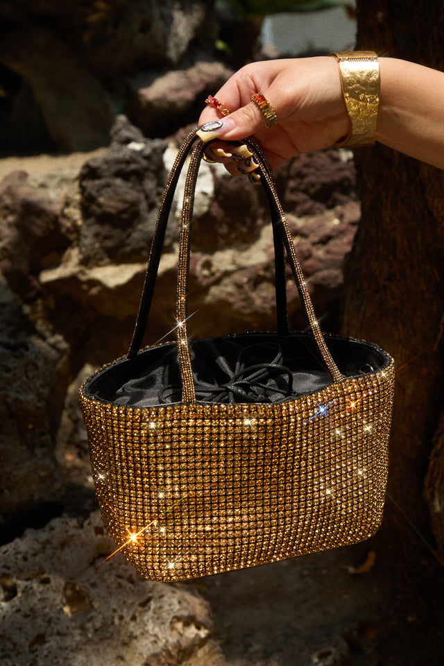 Load image into Gallery viewer, Aryzia Embellished Top Handle Bag - Gold
