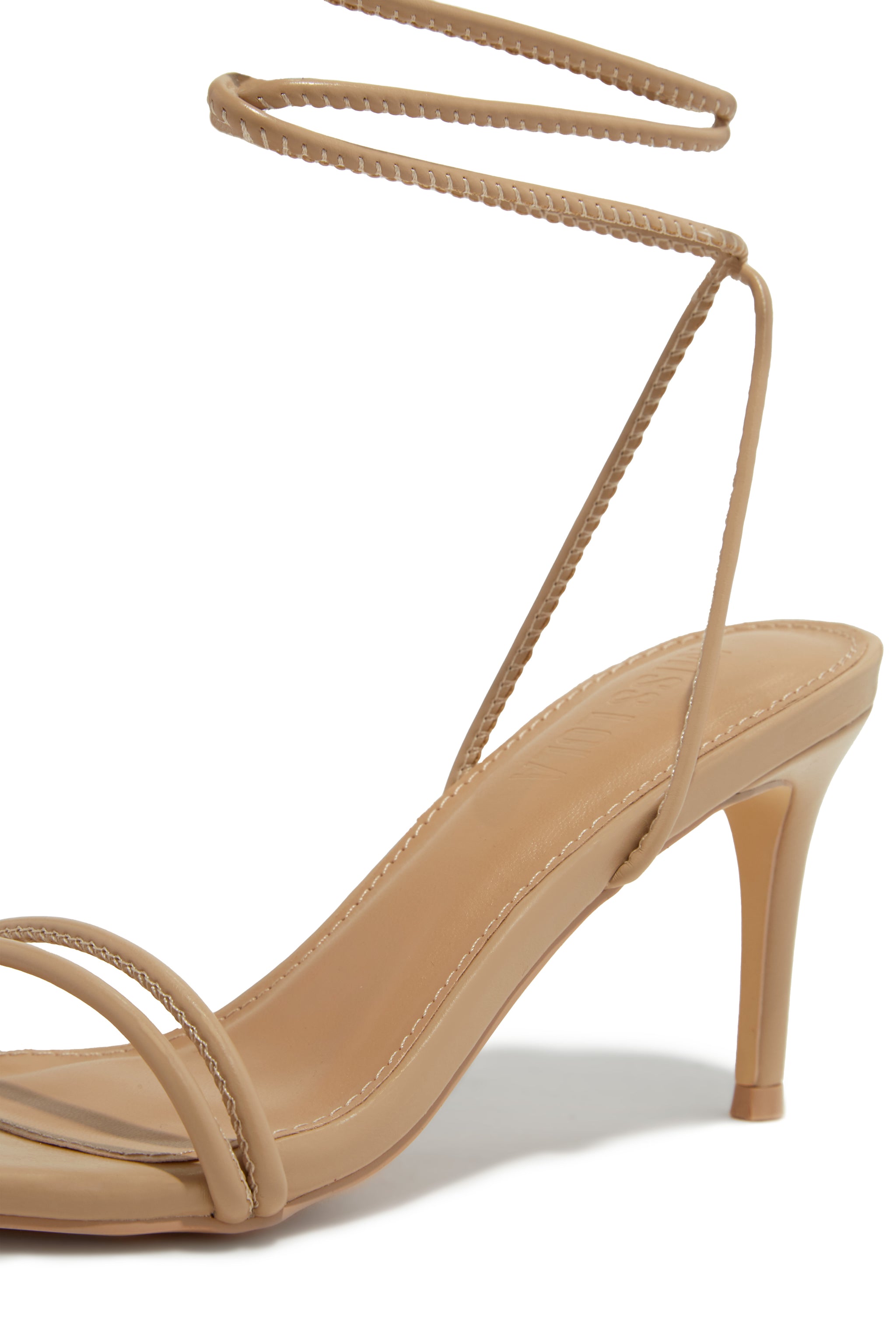 Miss Lola | Ashantii Nude Lace Up Mid Heels – MISS LOLA