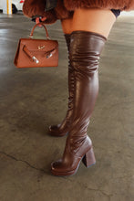 Load image into Gallery viewer, Ayanna Over The Knee Block Heel Boots - Brown

