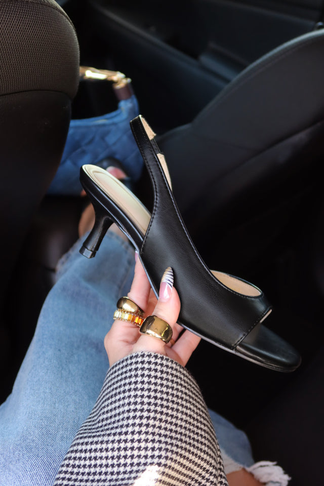 Load image into Gallery viewer, Becca Slingback Mid Heels - Black
