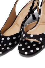 Load image into Gallery viewer, Becca Slingback Mid Heels - Black Polka Dot
