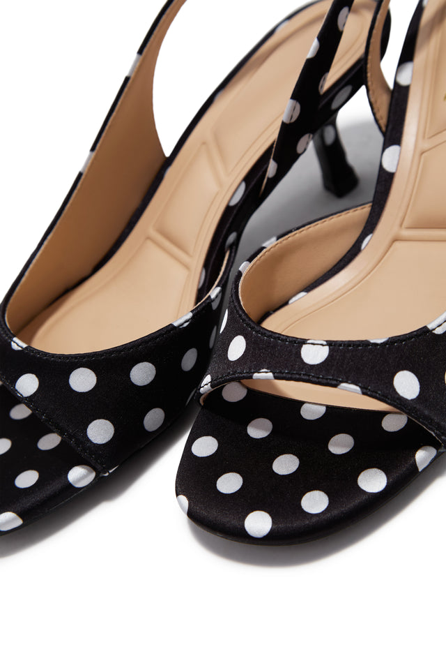 Load image into Gallery viewer, Becca Slingback Mid Heels - Black Polka Dot
