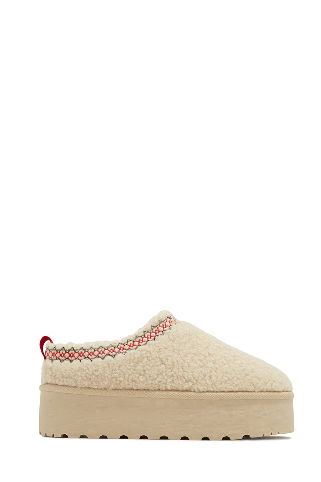Load image into Gallery viewer, Beige Faux Sherpa Platforms
