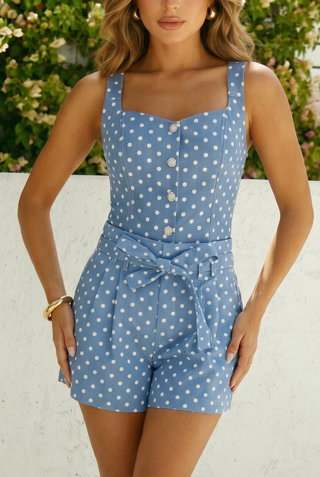 Load image into Gallery viewer, Beverly Polka Dot Top - Blue
