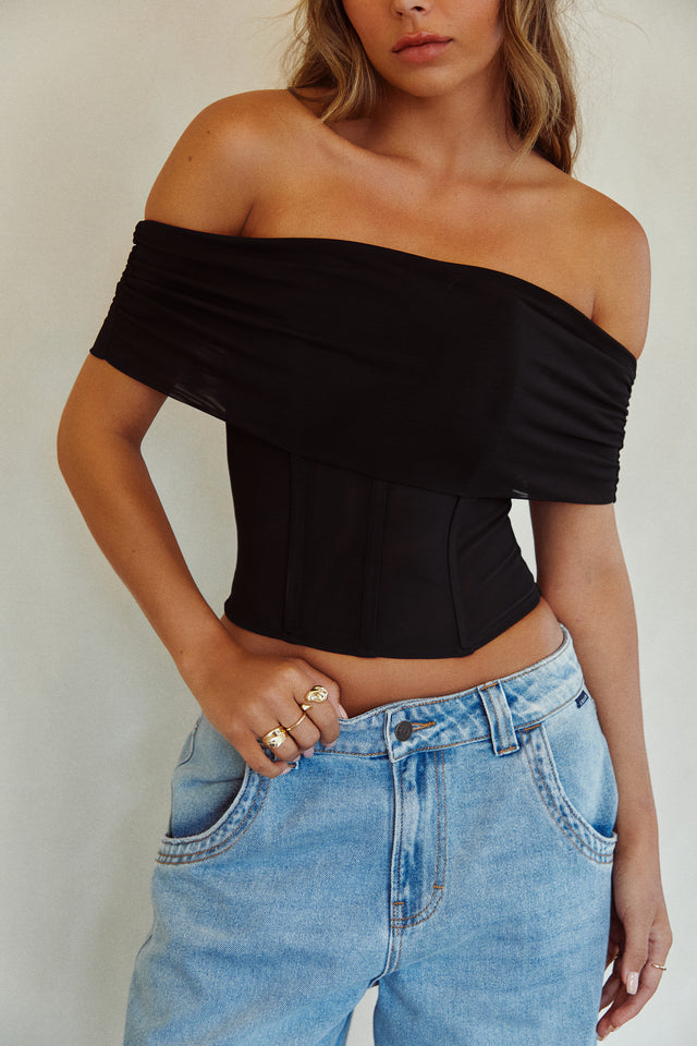 Load image into Gallery viewer, Denim Styled with Off The SHoulder Top
