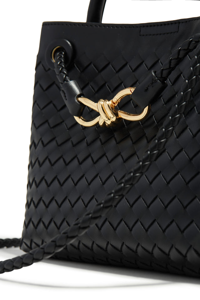 Load image into Gallery viewer, Black Woven Detailed Handbag
