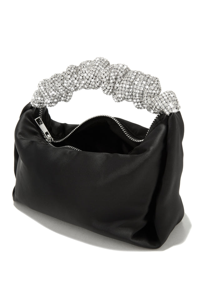 Load image into Gallery viewer, Top Handle Satin Black Bag
