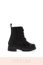 Load image into Gallery viewer, Mini Attitude Kids Glitter Lace Up Combat Boots - Gold
