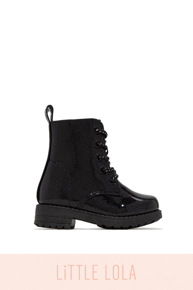Load image into Gallery viewer, Mini Attitude Kids Glitter Lace Up Combat Boots - Gold
