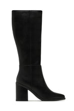 Load image into Gallery viewer, Karla Pointed Toe Block Heel Knee High Boots – Black
