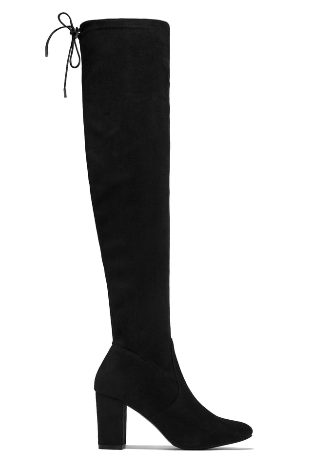 Load image into Gallery viewer, Black Block Heel Over The Knee Boots
