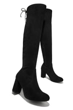 Load image into Gallery viewer, Black Chunky Heel Thigh High Boots
