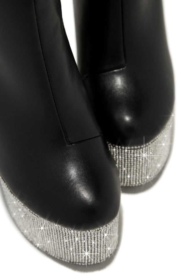 Load image into Gallery viewer, Black Rhinestone Bootie
