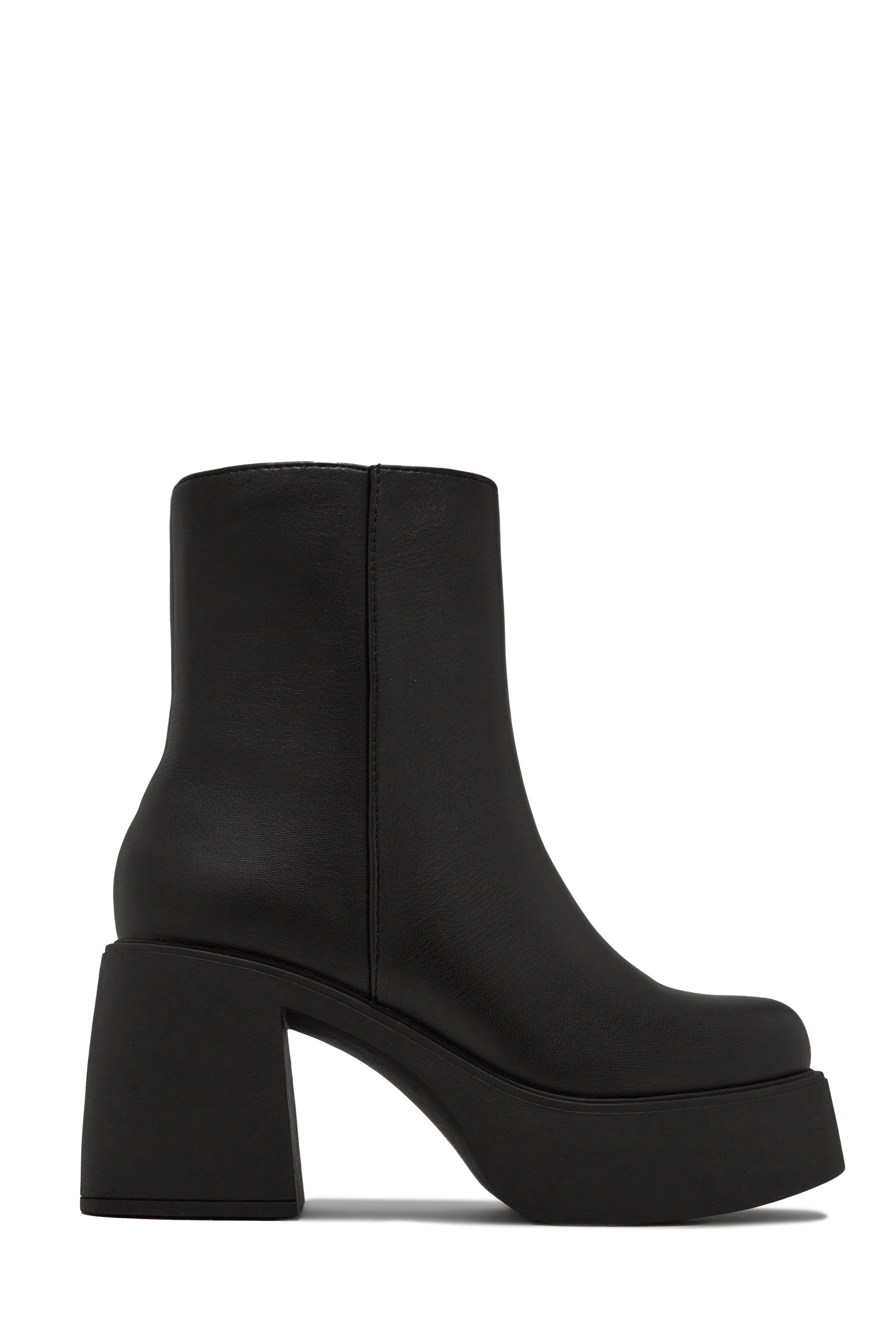 Miss Lola Karlie Black Platform Block Heel Ankle Boots MISS LOLA