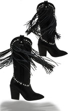 Load image into Gallery viewer, Black Fringe Festival Boots
