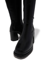 Load image into Gallery viewer, Addie Lug Sole Block Heel Boots - Black
